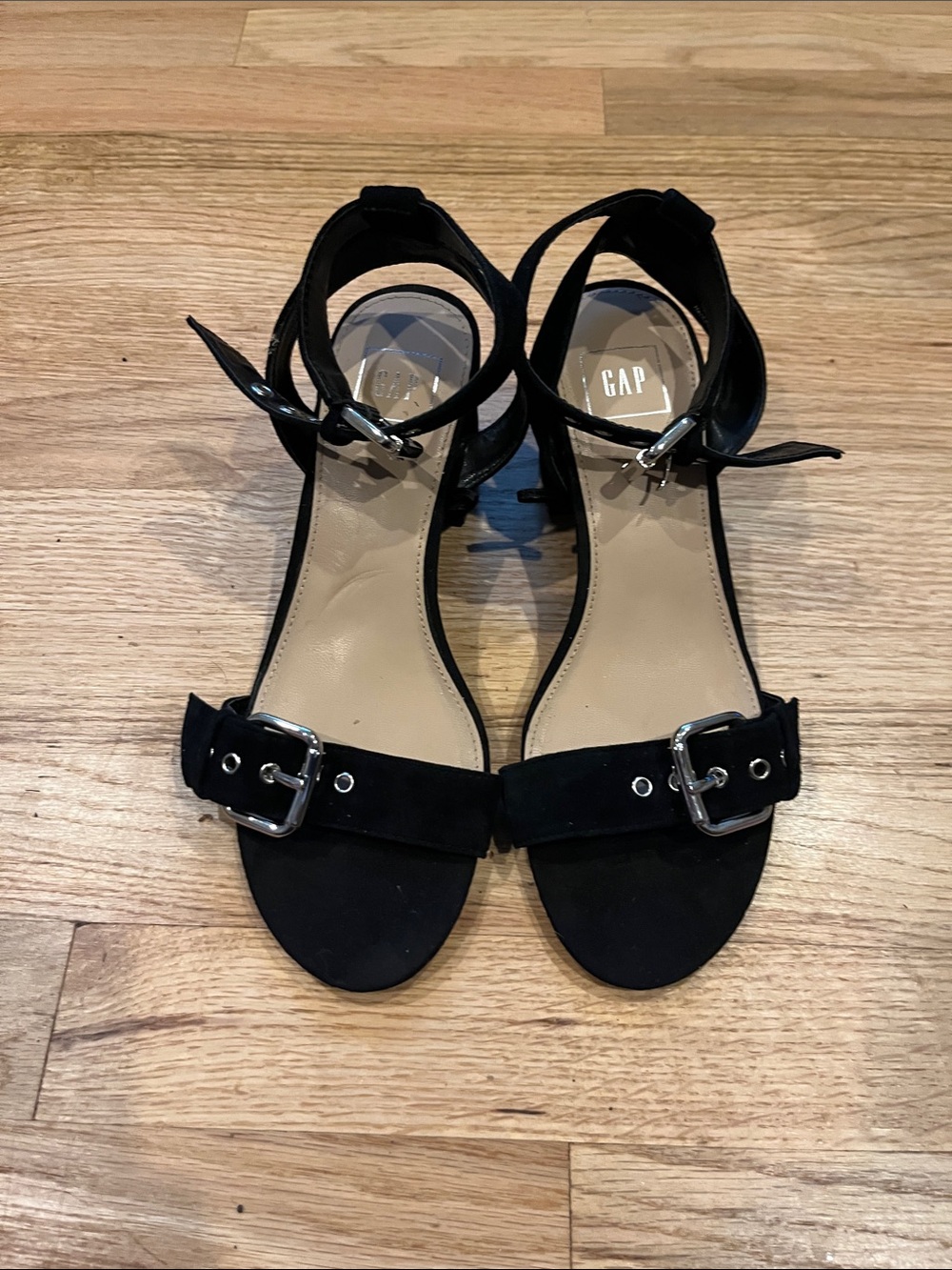 GAP Black Buckle Ankle-Strap Sandals
